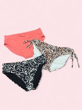 NWOT 3X Bikini Bottom Bundle Plus Size Swim Coral Leopard Floral